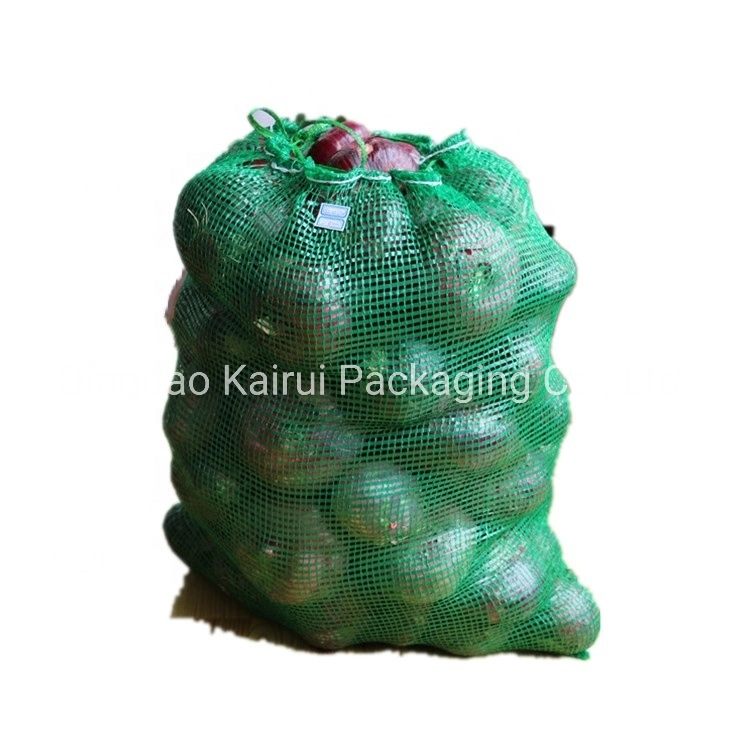 30kg Red Tubular Mesh Packing Sack Onion Firewood PP PE Tubular Vegetable Mesh Bag