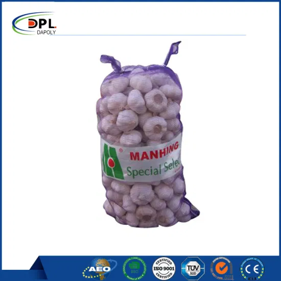 PP Garlic Mesh Bags for Vegetables Carrot PE Mesh Bags Sack with Drawstring Hot for Sell